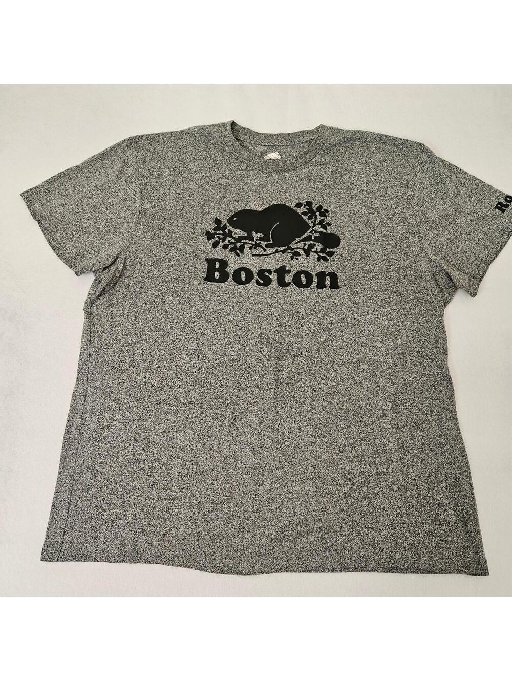 Roots Boston T Shirt Mens XL Gray Beaver Logo Graphic Short Sleeve Canada